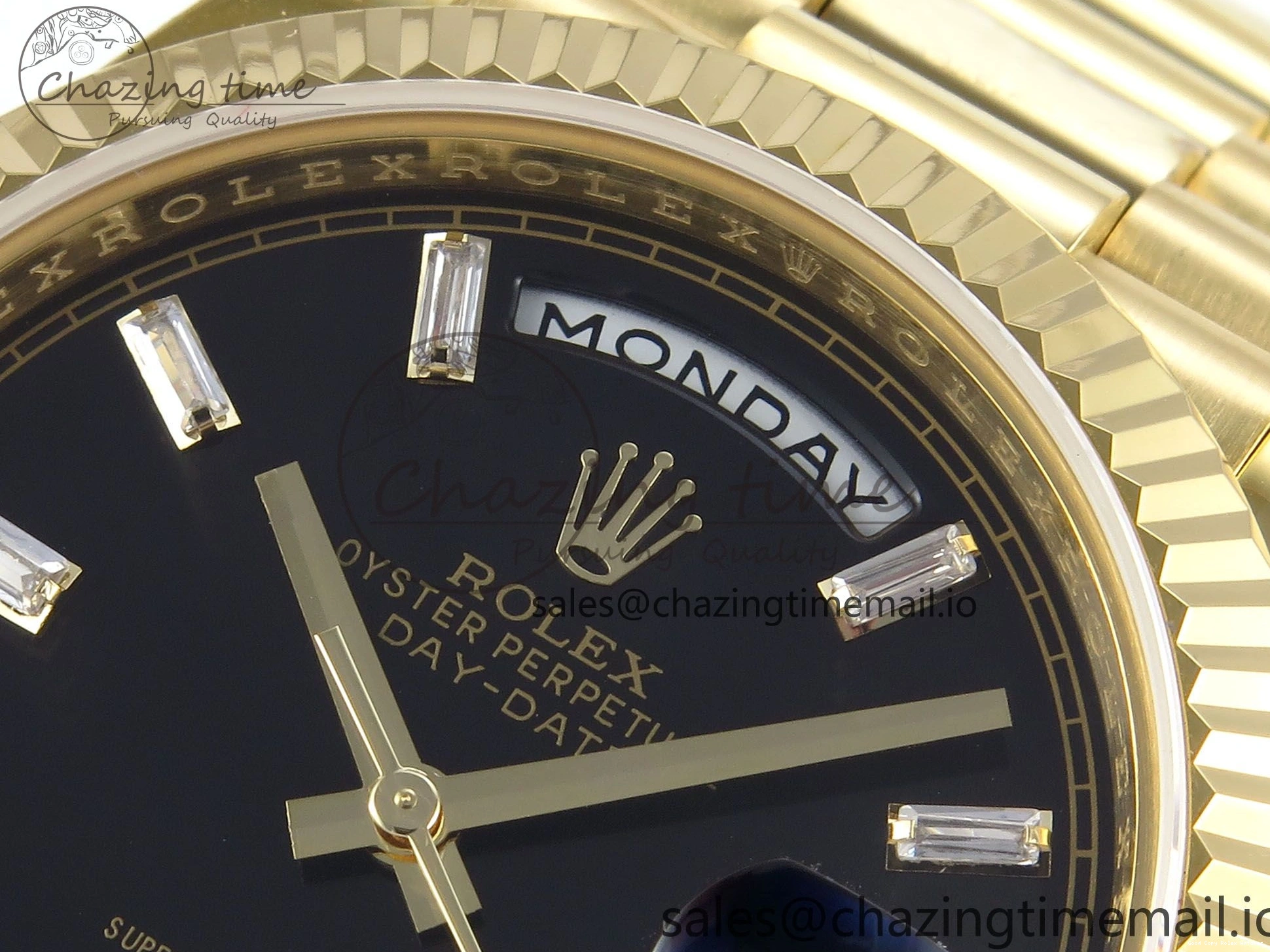 Good Copy Rolex Watches Bracelet 842 on Dial Best Date (Gain Contemporary Edition Weight) Day VR3255 Black YG 1:1 Crystal 228238 KF 40 President 0113